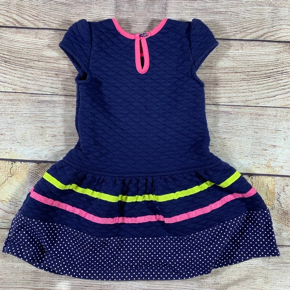 Coccolato Cap‎ Sleeve Quilted Top Dress W Polka Dot